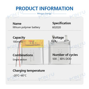 OEM/ODM Haute Sécurité 3.7V/180mah 602020 Poche Commerciale Micro Batterie Lithium Polymère Rechargeable - Product Image 2