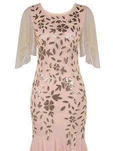 Maxi Prom Party Lentejuelas Incluso Encaje Prom Últimas Mujeres Manga Corta Fiesta Maxi Lentejuelas Vestidos de Noche - Product Image 3