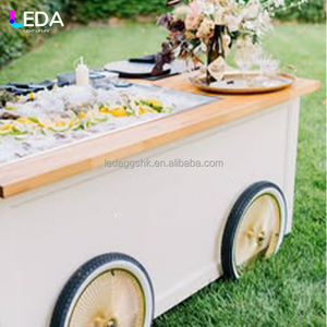 Carrito de Dulces Blanco de Acrílico para Eventos y Fiestas LEDA, Barra de Ostras Portátil para Bodas al Aire Libre - Product Image 4