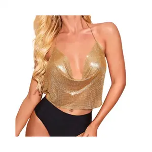  Body Chain Bra, Sexy Cut Out Gold Bralette