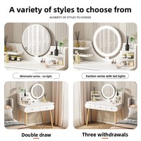 Table de toilette moderne et simple avec miroir 3 couleurs, table de maquillage en bois pour chambre à coucher avec tiroirs, commode, petite table de rangement pour appartement