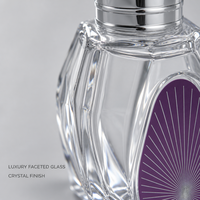 Flacon de parfum vide personnalisé en verre octogonal facetté avec bouchon en métal argenté, atomiseur rechargeable, vente en gros