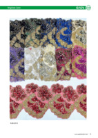 Bordure en dentelle brillante brodée, dentelle en organza 3D faite à la main avec des fleurs en cristal et des paillettes en polyester pour vêtements