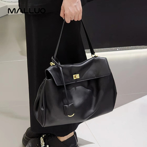 Borsa a Mano in Vera Pelle di Vacchetta <span class=keywords><strong>Nera</strong></span> di Alta Qualità per <span class=keywords><strong>Donna</strong></span>, Grande Formato, Vendita Calda, Borsa a <span class=keywords><strong>Tracolla</strong></span> di Lusso - Product Image 5