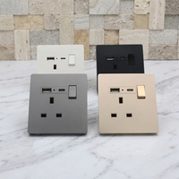 Prise murale BENDI 13A UK avec ports Type-C et USB-A, matériau PC ignifuge, IP22, avec interrupteur pour usage extérieur/industriel