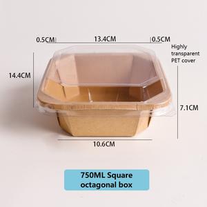 Repas léger salade boîte à lunch bol en papier boîte de coupe de fruits conteneur d'emballage de fruits boîte en papier kraft jetable Dessert à emporter - Product Image 4