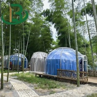 Rumah Kubah Geodesik Prefabrikasi Besar Tipe Tenda PC, Ruang Langit Berbintang untuk Sewa Luar Ruangan dengan Kamar Mandi