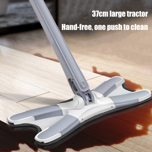 مسطح من النوع X مع قماش مايكروفايبر ممسحة ذاتية النحافة عمود فولاذية خالية يدويًا لتنظيف المنزل بكفاءة - Product Image 2