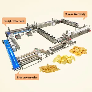 2024 Manufacturing Frying Production Line Fresh Frozen French Fries Sticks Fully Automatic Lays Potato Chips Making Machine