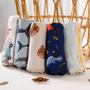 Latest Pattern Muslin Baby Blanket High Density Muslin Blanket Bamboo Cotton Muslin Swaddle Blankets