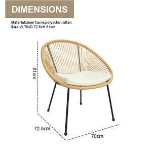 Set <span class=keywords><strong>Furniture</strong></span> dan kursi rotan, tabung baja rotan kasual 3 bagian luar ruangan taman luar ruangan warna-warni meja balkon dan kursi - Product Image 3