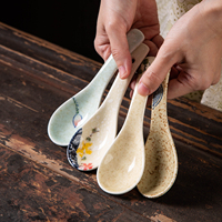 Vaisselle en céramique japonaise peinte à la main, cuillères à riz, cuillères à soupe, cuillères à dessert, cuillères longues en céramique, cuillères à ramen