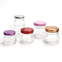Toples kaca bulat 30ml 50ml 75ml 100ml 120ml 150ml untuk Jelly Jam Sarang Burung botol puding dengan tutup aluminium berwarna