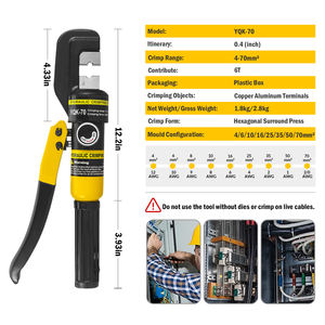 <span class=keywords><strong>Pince</strong></span> à <span class=keywords><strong>sertir</strong></span> hydraulique hexagonale manuelle YQK70 pour cosses de câbles 6T - Product Image 2