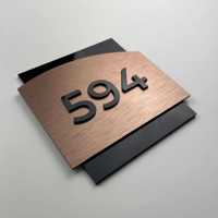 Plaque de porte extérieure de luxe moderne en laiton, écologique, personnalisée et élégante pour hôtel, bureau, numéro de maison