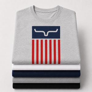Camiseta de manga corta para hombre con estampado de cabeza de toro y bandera americana, informal, con cuello redondo, de algodón, corte regular - Product Image 3