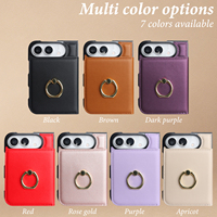 Étui de protection pour iPhone Duo avec porte-cartes, protection RFID, anneau rotatif à 360 degrés, support et finition en similicuir de luxe