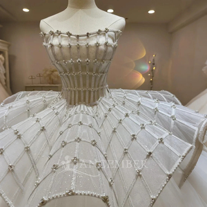 Precioso Vestido de Novia sin Tirantes con Cuentas Multicolores, Diseño de Cintura, Vestido de Ceremonia Nupcial Lsjj12 - Product Image 4