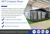 Maison conteneur modulaire préfabriquée extensible à deux ailes de 20 pieds avec deux chambres et toit