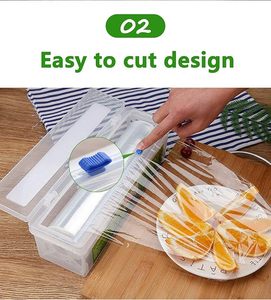 HuamaohengchunHousehold Reusable Refillable <b>Plastic</b> Wrap Dispenser with <b>Slide</b> Cutter, Food Wrap Stretch Clear Cling Wrap - Product Image 6