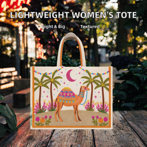 Bolso tote de mujer hecho a mano con cuentas de semillas, diseño de camello del desierto, bolso de hombro personalizado, de moda, para compras y viajes - Product Image 2