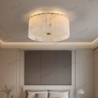 Plafonnier rond en cristal d'albâtre laiton oriental de luxe surface en marbre naturel encastré lampe pour chambre salon