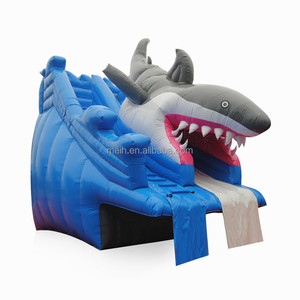Phổ biến trên mặt đất di động chất lượng cao Inflatable cá mập trượt nước 8*4.5m vật liệu PVC cho khung kim loại hồ bơi công viên nước - Product Image 1