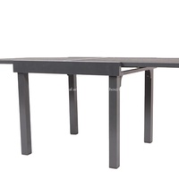 Table de repas extensible d'extérieur moderne Joyeleisure, réglable, 90/180 cm, gris foncé, plateau en verre, métal durable, mobilier d'extérieur