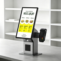Kiosque de commande automatique 18,5 pouces avec terminal SoftPOS, écran tactile, imprimante, lecteur de codes-barres, kiosque numérique sur pied Android 14 pour paiement