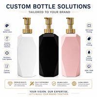 Bouteilles cylindriques de luxe en PET à facettes avec pompe métallique dorée, imprimées en sérigraphie, contenants vides rechargeables pour lotion et huile essentielle