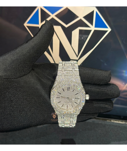 Moissanite <b>Diamond</b> <b>Watch</b> Alloy Case Stainless Steel Band Sapphire Crystal Quartz Movement VVS Clarity Luxury Fashion Hip Hop - Product Image 2