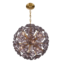 Lampes suspendues en verre de style Murano bleu avec cadre en métal doré pour la décoration du salon