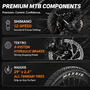 จักรยานเสือภูเขาขนาด 27.5 นิ้ว รุ่น M820 ระบบขับเคลื่อนกลาง ล้อแบบ Full Suspension แบตเตอรี่ลิเธียม 12 สปีด สำหรับผู้ใหญ่ - Product Image 1