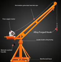 Mini grue de chantier pour usage domestique |   Palans électriques 220V/380V |   Capacité de 300 kg |   Hauteur de levage de 60 m |   Motorisé |   Ascenseurs