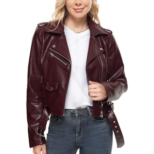 Veste d'extérieur décontractée en cuir véritable de haute qualité pour femme, coupe ajustée, avec logo en dentelle, idéale pour l'automne/hiver, confortable au quotidien - Product Image 4