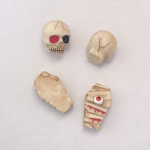 Bone Grave Coffin Halloween resina encantos Mini figuritas de Halloween para estuches de basura, accesorios para manualidades DIY - Product Image 1
