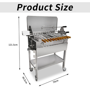 Grill rotatif automatique en acier inoxydable avec pare-vent et plateau <span class=keywords><strong>de</strong></span> cuisson réglable pour barbecue - Product Image 5