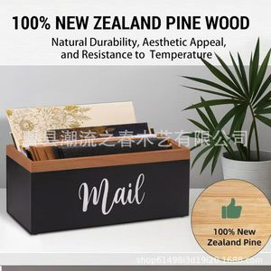 Wooden desktop storage box, home entryway <b>wall</b>-mounted mail and envelope box, office <b>desk</b> stationery and miscellaneous items - Product Image 4