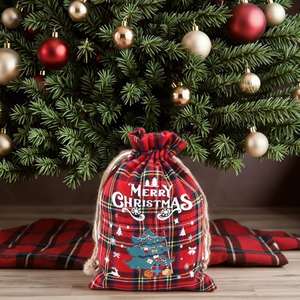 Sac à cordon en coton à motif de Noël très vendu pour le rangement de cadeaux - Product Image 4