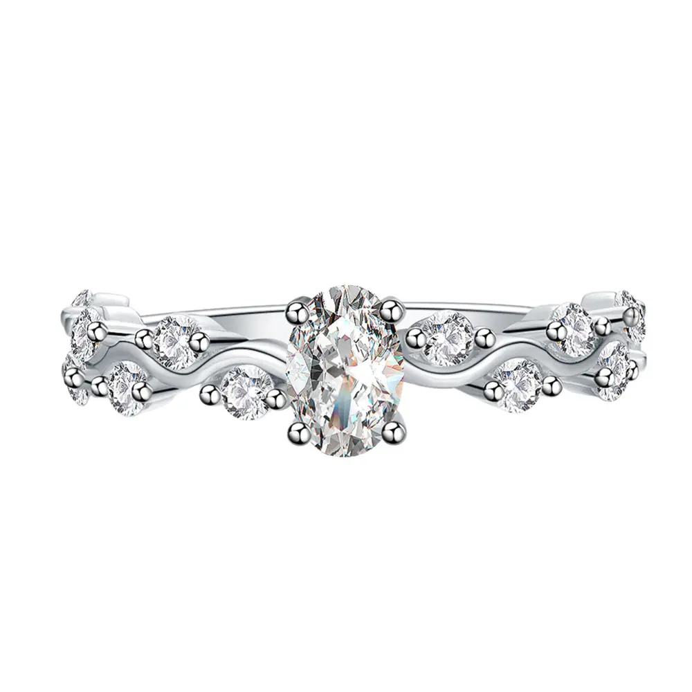 Anel de prata esterlina feminino luxuoso com diamantes de alto carbono joia de mão para festa