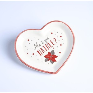 Assiette en céramique en forme de cœur avec texte floral de Noël et motif de poinsettia pour décorations de table de fêtes - Product Image 1