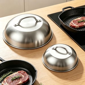 <span class=keywords><strong>Tapa</strong></span> de acero inoxidable resistente al calor para asar hamburguesas y alimentos en parrillas, con mango, para uso en sartenes y ollas. - Product Image 6