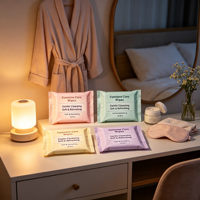 Lingettes féminines équilibrées en pH OEM ODM, 15 lingettes par paquet, pour l'hygiène intime quotidienne