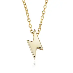 Mini Plain lightning bolt pendant Jewelry 925 Sterling Silver Gold Plated personalized thunder choker necklaces for women
