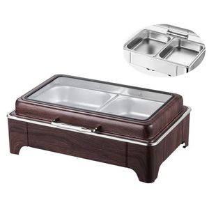 Thiết kế mới sang trọng bằng gỗ khung thép không gỉ khách sạn nhà hàng thiết bị 9 lít thương mại chafing món ăn tự chọn bếp - Product Image 2
