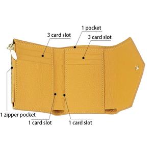 Portefeuilles courts AndoBag pour femmes, en cuir de vache véritable, portefeuille à trois volets tendance, grande capacité, porte-monnaie fin, porte-cartes 1561 - Product Image 3