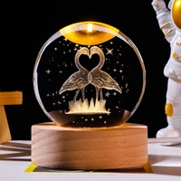 Sphère de la planète du système solaire en cristal de 60 mm, boule de galaxie 3D avec base en bois, lampe de nuit à LED, cadeau d'affaires, souvenir