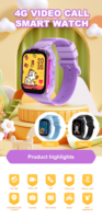 Reloj inteligente para niños de 700mAh 4G con videollamada para niños con GPS resistente al agua IP67 SOS Historial de llamadas Soporte de ruta Compatible con tarjeta SIM IOS