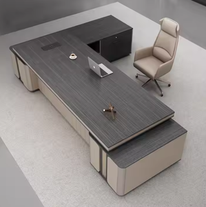 Bureau de direction en bois simple et moderne en forme de L avec tiroir - Product Image 3