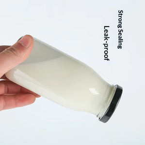 <b>Glass</b> Milk <b>Bottle</b> Food Grade Clear <b>Glass</b> Airtight Screw Cap Milk <b>Juice</b> Beverage 200ml 250ml 500ml 1000ml Custom Logo Wholesale - Product Image 3